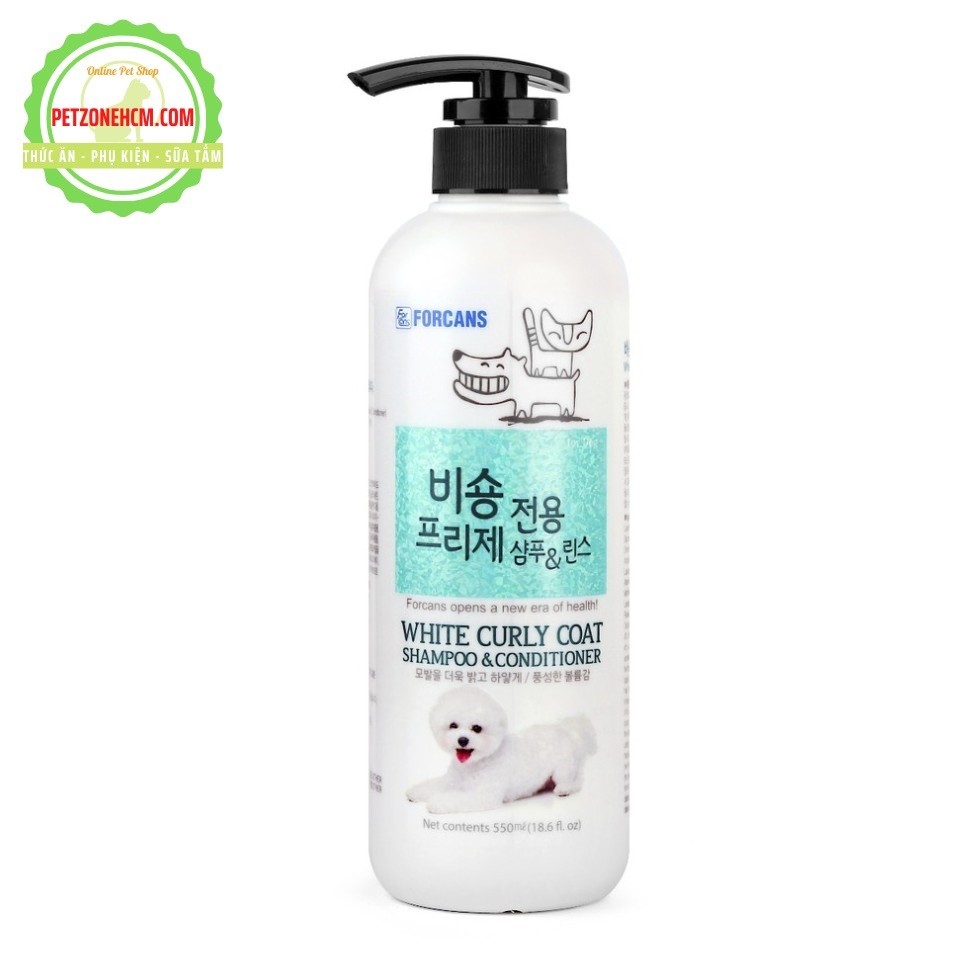 Sữa tắm Forcans White Curly Coat 550ml cho chó lông xoăn màu trắng như POODLE TRẮNG Forbis