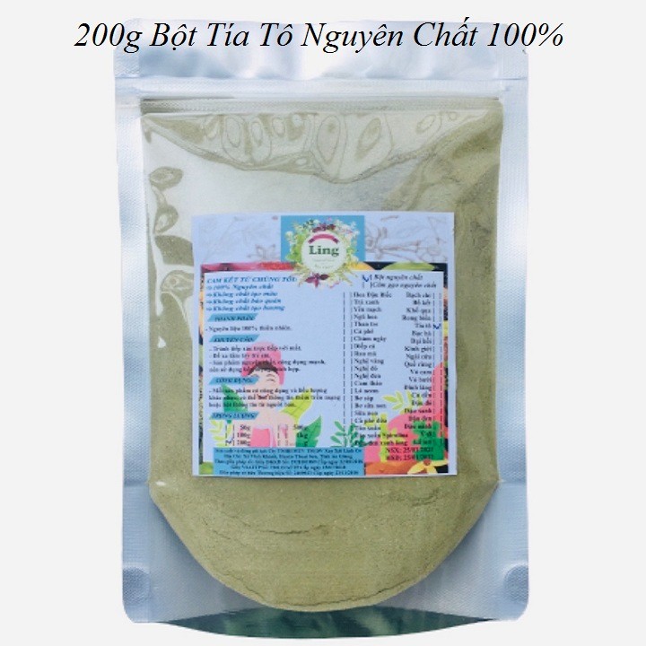Bột tía tô 200g có giấy vsattp và đkkd nguyên chất thiên nhiên 100% dùng để đắp mặt đa công dụng