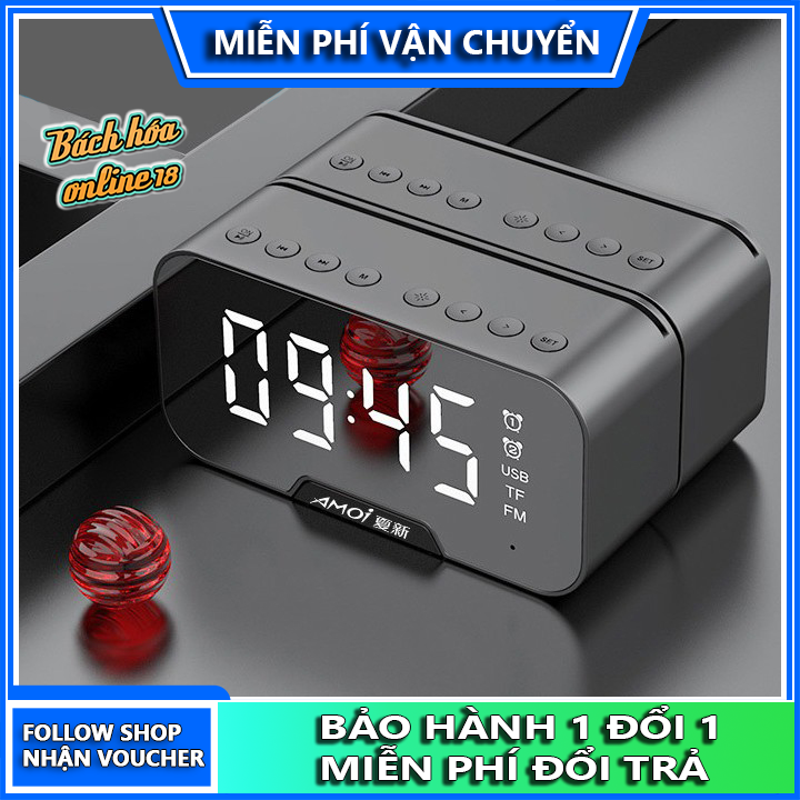 Loa không dây D88 bluetooth 5.0 tích hợp báo thức, đo nhiệt độ phòng, hỗ trợ thẻ nhớ mở rộng, kết nối AUX, FM, nhiều màu sắc lựa chọn