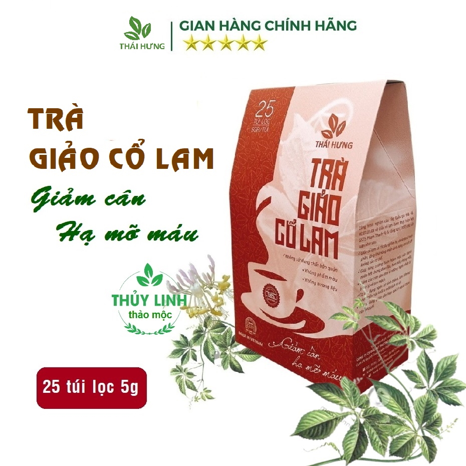 Trà Giảo cổ lam Thái Hưng 25 túi lọc x 5g giảm cân, hạ mỡ máu