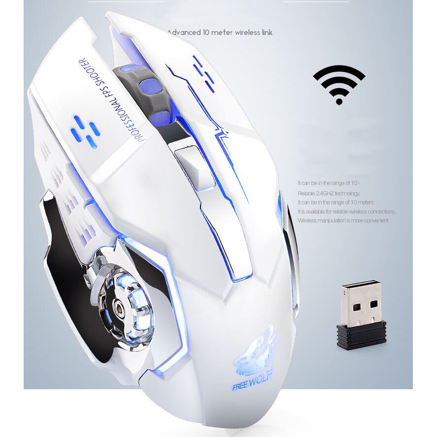Chuột Không Dây Chuyên Game Wolf X8 Nâng Cấp, Tự Động Đổi Màu Sắc (Mã SP: X8_XSM._115)