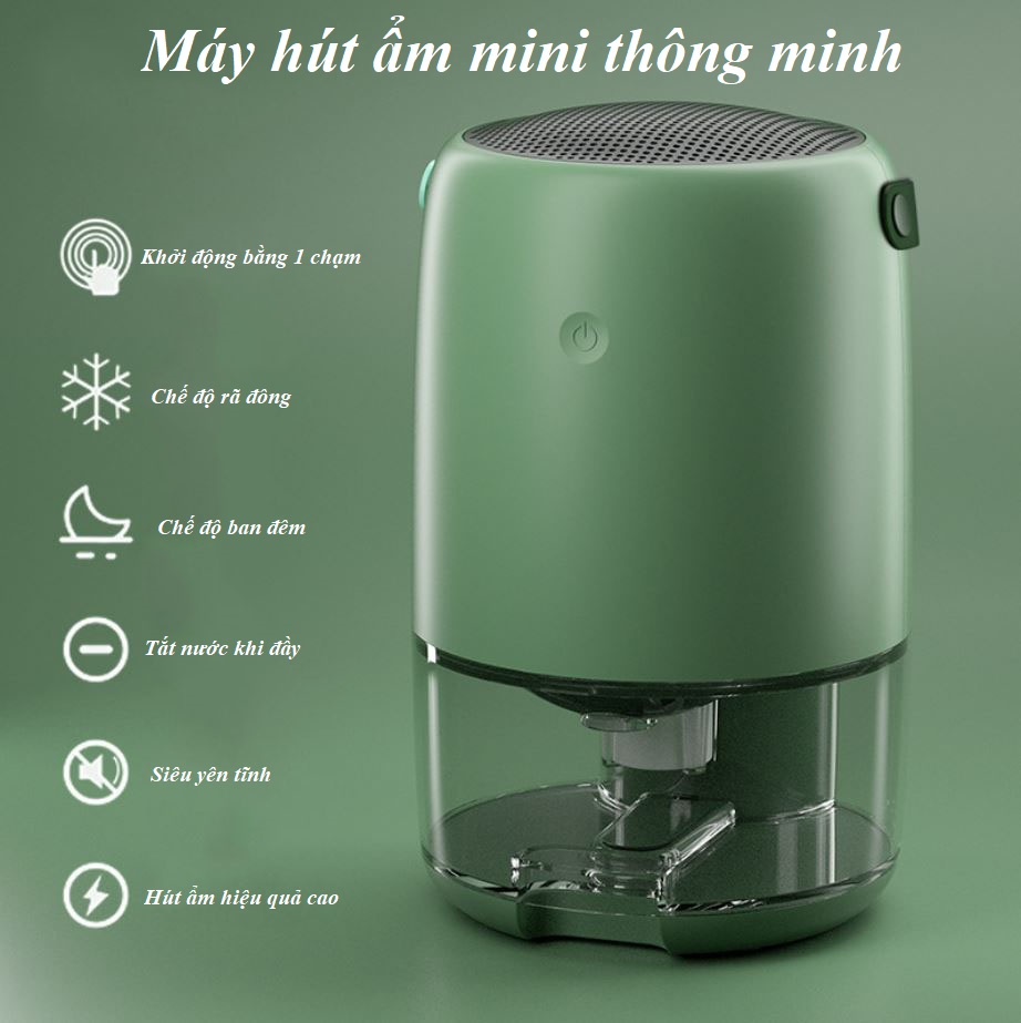 Máy hút ẩm không khí mini, thiết kế siêu đẹp, có đèn led 7 màu làm đèn ngủ (Mã SP: HA1)