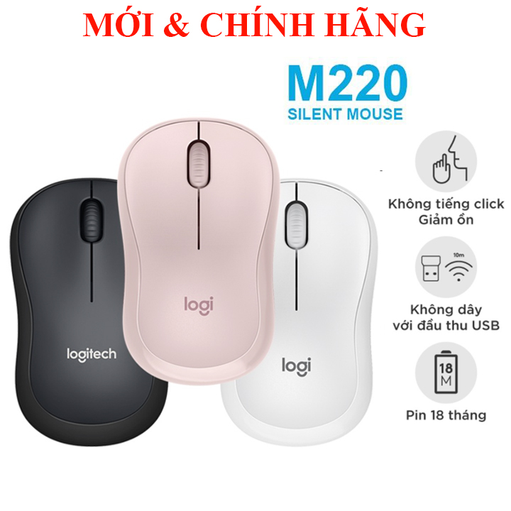 Chuột không dây_logitech m220 , m221 silent giảm 90% tiếng ồn, m185
