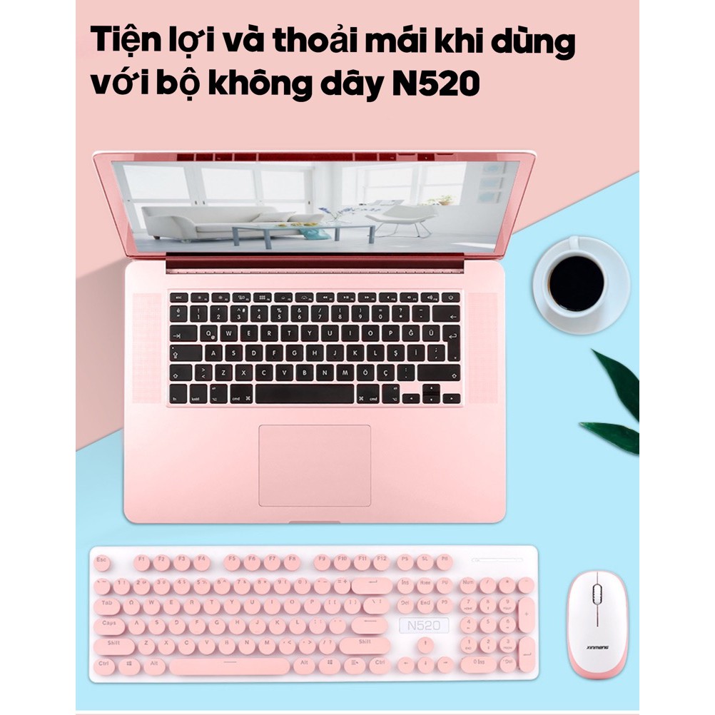 Bàn Phím Và Chuột Không Dây Máy Tính N520 Cao Cấp Mẫu Mới 2022 Màu Cực Đẹp Dùng Văn Phòng (Mã SP: N520)