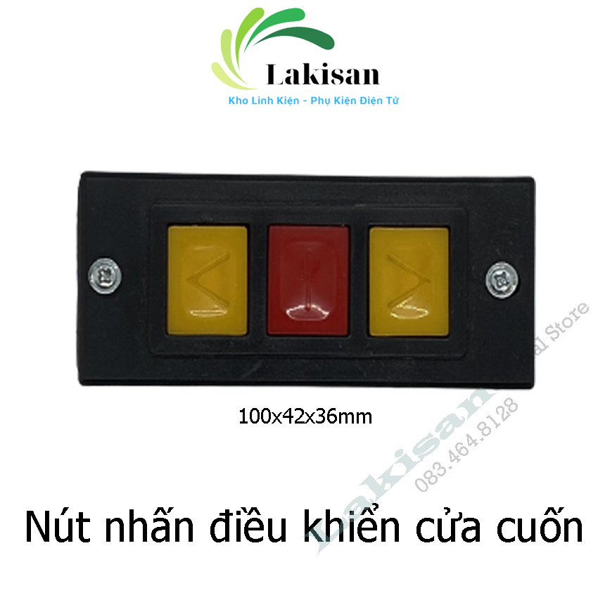 Nút nhấn điều khiển cửa cuốn - Công tắc ấn 3 nút - Màu đen - Lakisan (Mã SP: congtaccc)