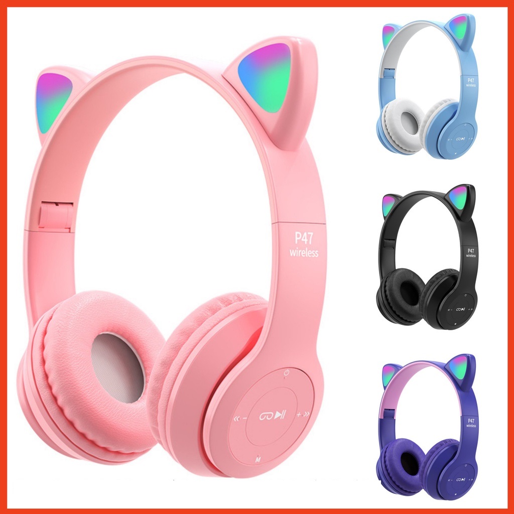 Tai Nghe Mèo Bluetooth P47M, Tai Mèo Dễ Thương đèn LED Có Mic siêu cute (Mã SP: 3237_83041538)