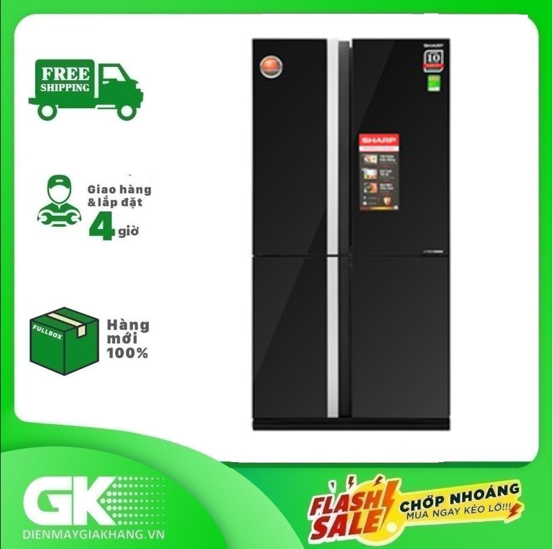 Tủ lạnh sharp inverter 605 lít sj-fx688vg-bk -hàng chính hãng