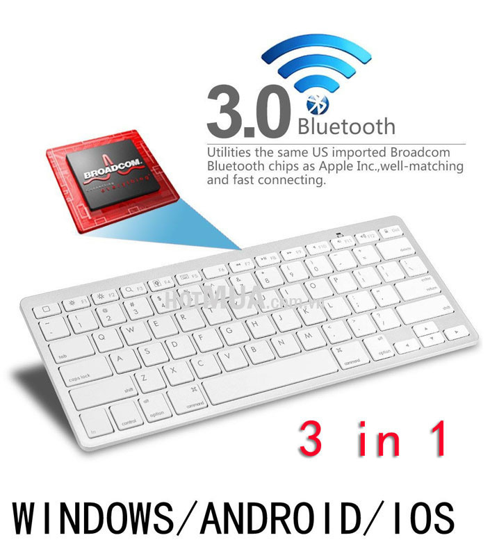 Bàn phím bluetooth không dây bk3001 - dùng máy tính bảng, ipad, laptop