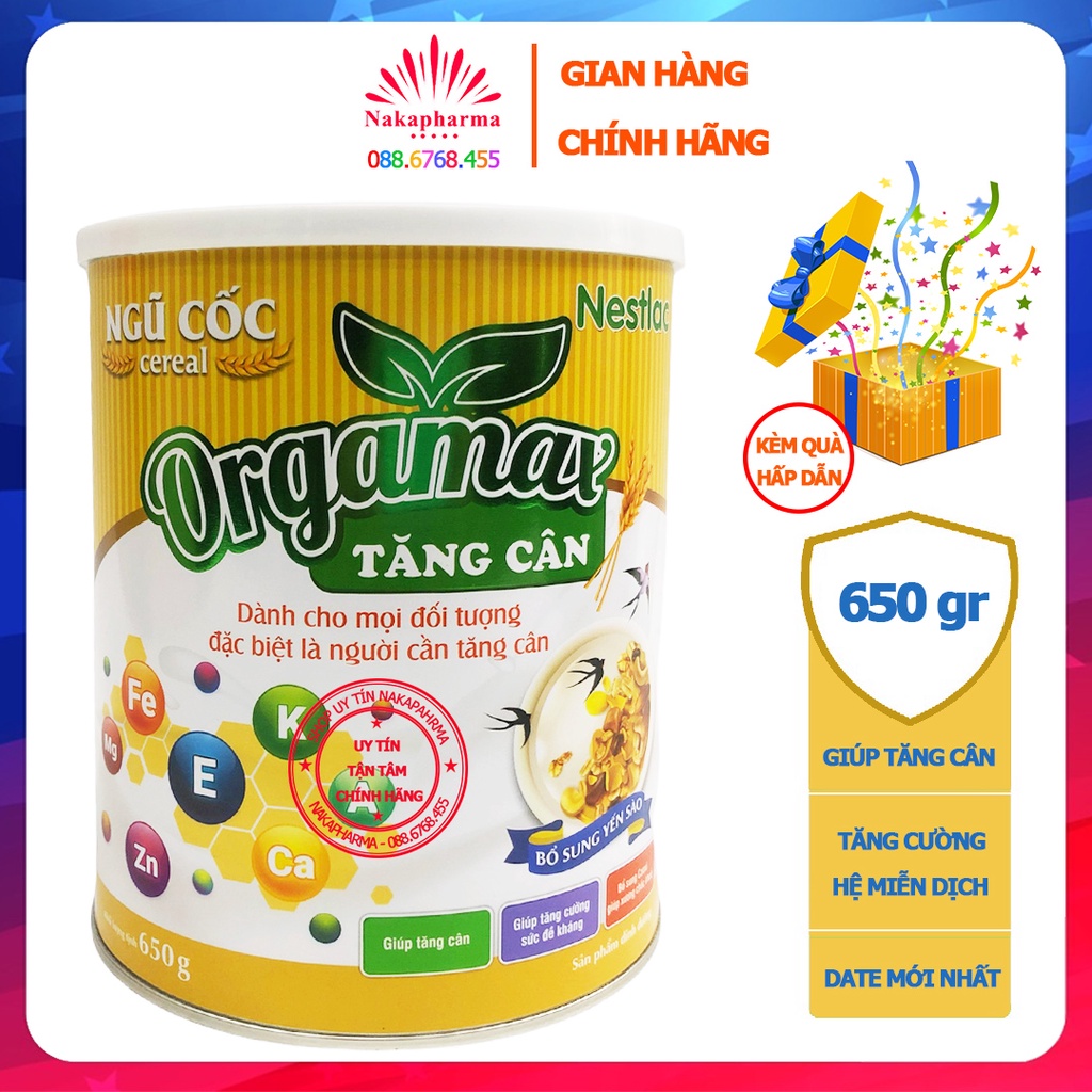 Ngũ Cốc Cereal Orgamax Nestlac Tăng Cân 650g – Khuyên dùng cho người gầy còm, suy dinh dưỡng, chơi thể thao (Mã SP: Creal3)