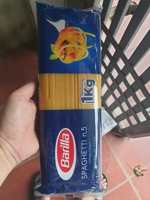 Mỳ Barilla sợi hình ống các cỡ số 5 Spaghetti túi nilon 1 kg nhập khẩu Italia