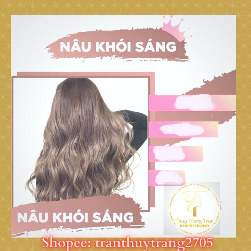Thuốc Nhuộm Tóc Màu NÂU KHÓI SÁNG Tặng Oxy Và Gang Tay (Giá Gốc) (Mã SP: nhuom46)