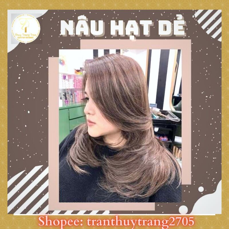 Thuốc Nhuộm Tóc Màu NÂU HẠT DẺ KÈM Oxy Và Gang Tay ( Giá Gốc) (Mã SP: df62)