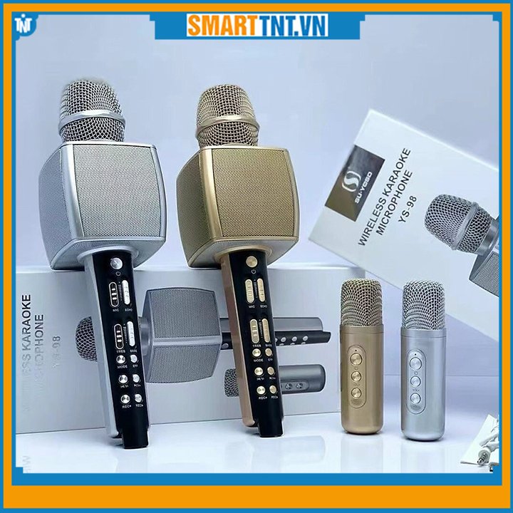 Micro karaoke bluetooth YS98 cao cấp thêm 1 mic để hát song ca tích hợp loa bass tress cao cấp (Mã SP: 4059_97091613)