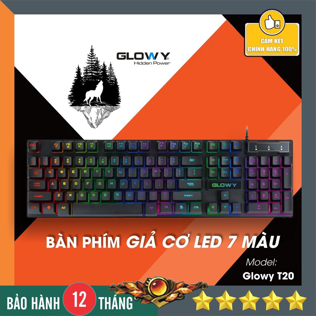 Bàn Phím Giả Cơ Gloway T20 LED 7 Màu 104 Phím Thiết Kế Hiện Đại Dùng Bền (Mã SP: T20)