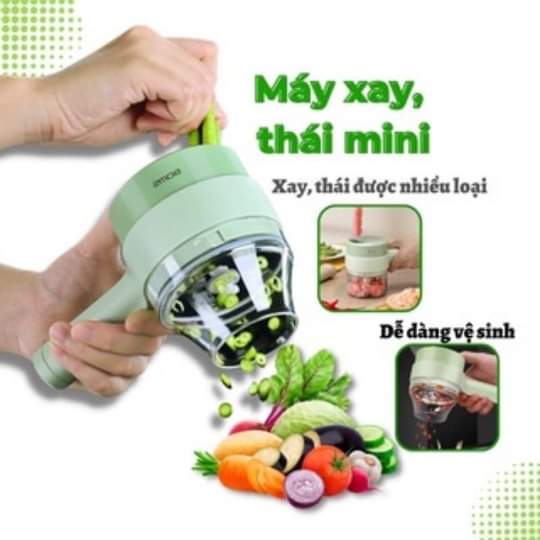Máy xay kiêm máy thái Hành Tỏi, rau củ quả thực phẩm mini tích điện cầm tay (Mã SP: 3158_99007819)
