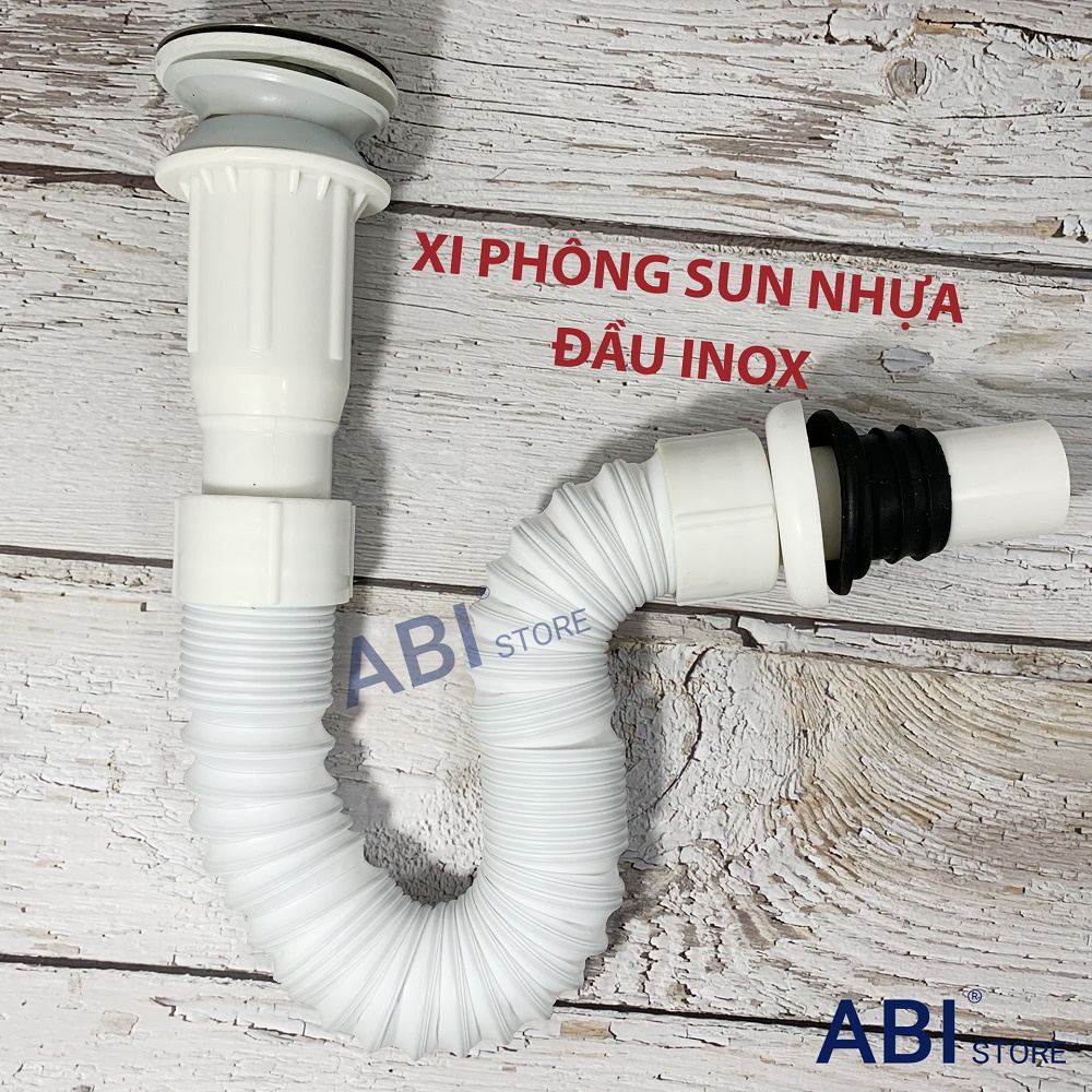 XI PHÔNG CHẬU RỬA MẶT Lavabo Lật Nhựa Sun Đầu Inox 1 chiếc, dùng cho chậu có lỗ xả tràn (Mã SP: xi phông sun)