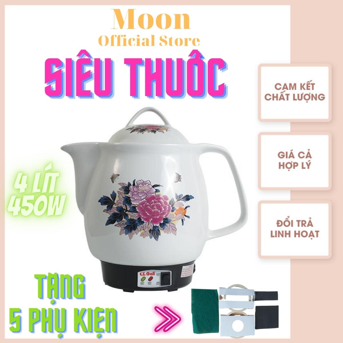 Siêu sắc thuốc dung tích lớn 4l Gali thân gốm mầu trắng sang trọng, đun nhanh chậm theo nhu cầu, đa chức năng nấu các loại dược thảo nam bắc, trà thảo mộc, canh dưỡng sinh, tiềm gà, cháo, súp, được kèm 5 phụ kiện, bảo hành 12 tháng chính hãng