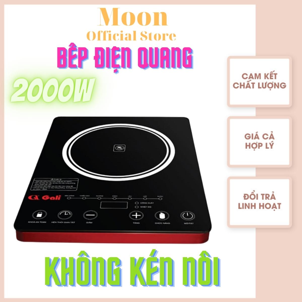 Bếp điện quang Gali 2000w thân nhôm, mặt kính ceramic, không kén nồi, bảo hành 12 tháng chính hãng Moon store