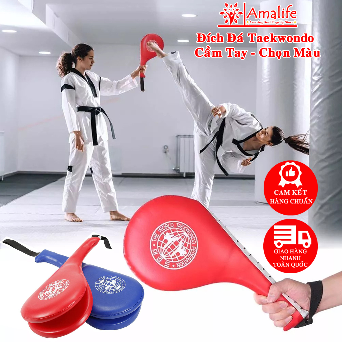 Đích Đá Tập Võ Thuật Cầm Tay Taekwondo, Vovinam, Karatedo Bằng Da PU Cao Cấp Cho Trẻ Em và Người Lớn (1 cái) Hãng Amalife (Mã SP: 3739_103783369)