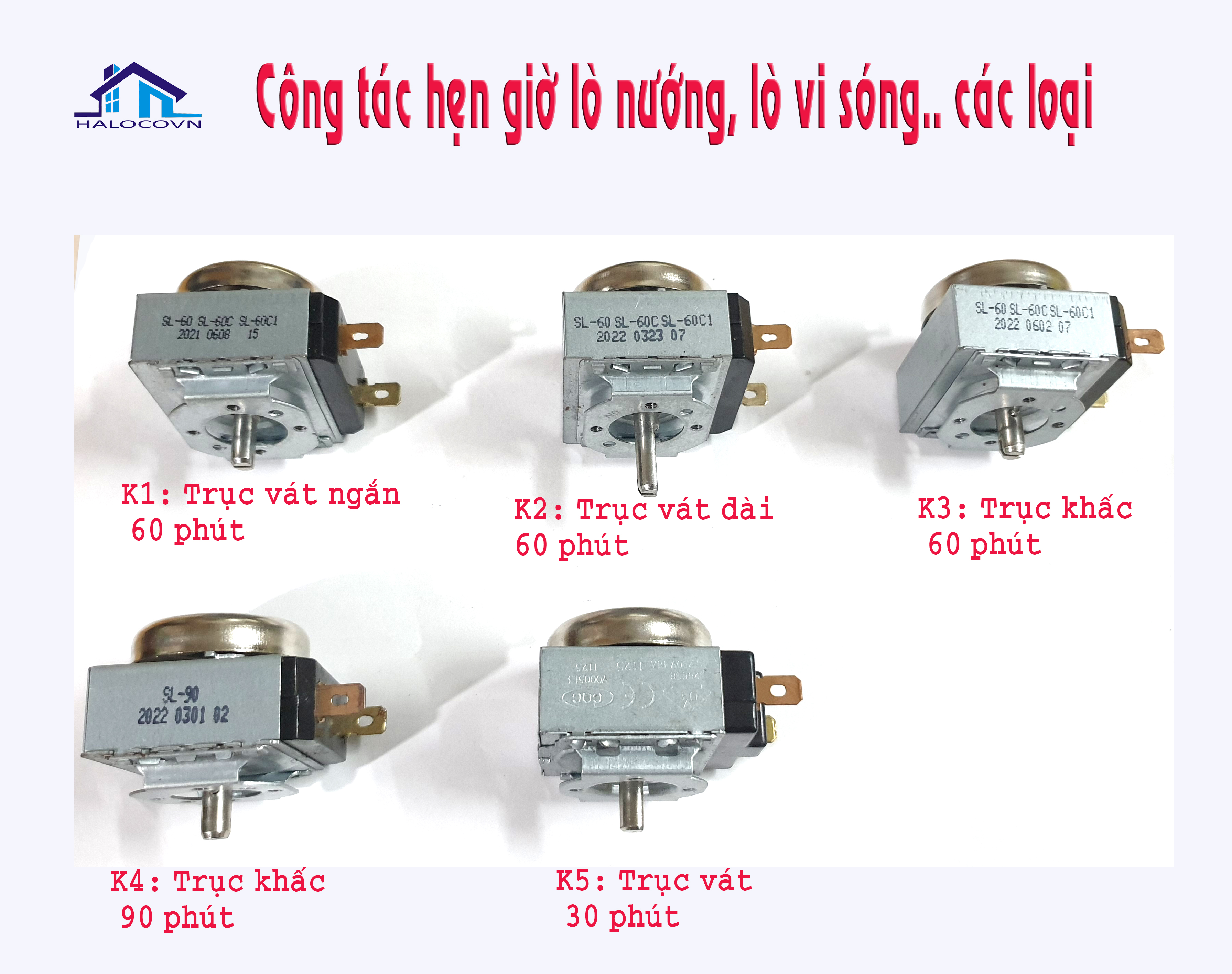 Rơ le thời gian lò vi sóng, lò nướng loại 2 chân các cỡ (Mã SP: rơ le thời gian 2 chân)