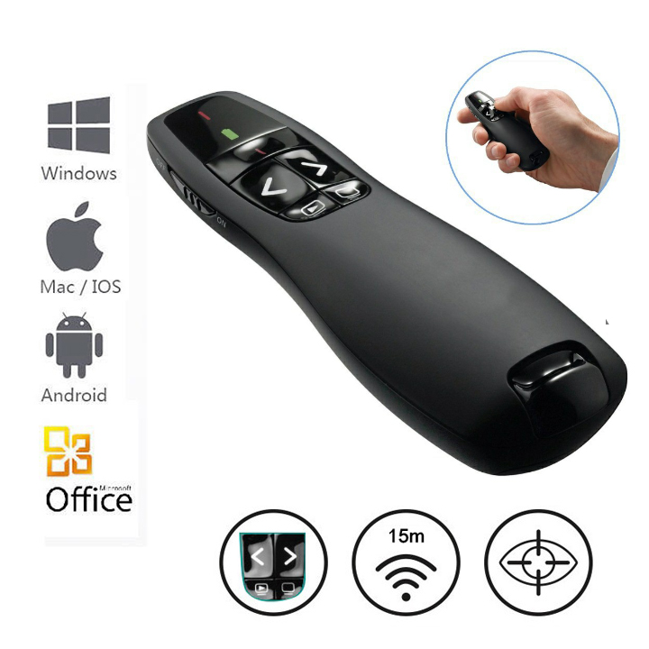 Bút trình chiếu powerpoint chỉ Lazer thuyết trình chiếu Slide không dây 2.4Ghz điều khiển từ xa - mẫu R400 (Mã SP: but trinh)