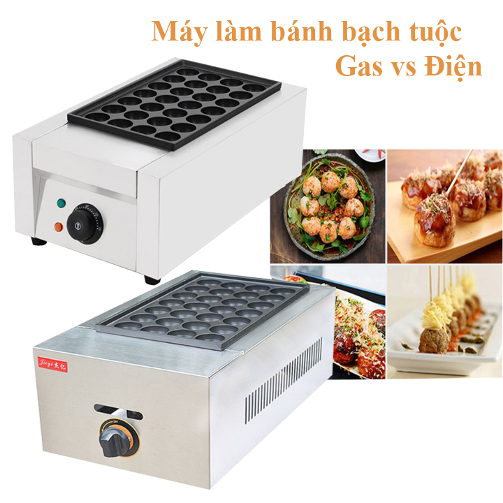 Máy làm bánh bạch tuộc Takoyaki công nghiệp dùng Gas khuôn 28 viên [BH 12 Tháng] (Mã SP: MÁY BẠCH TUỘC GAS ĐƠN - 0455 - 2)