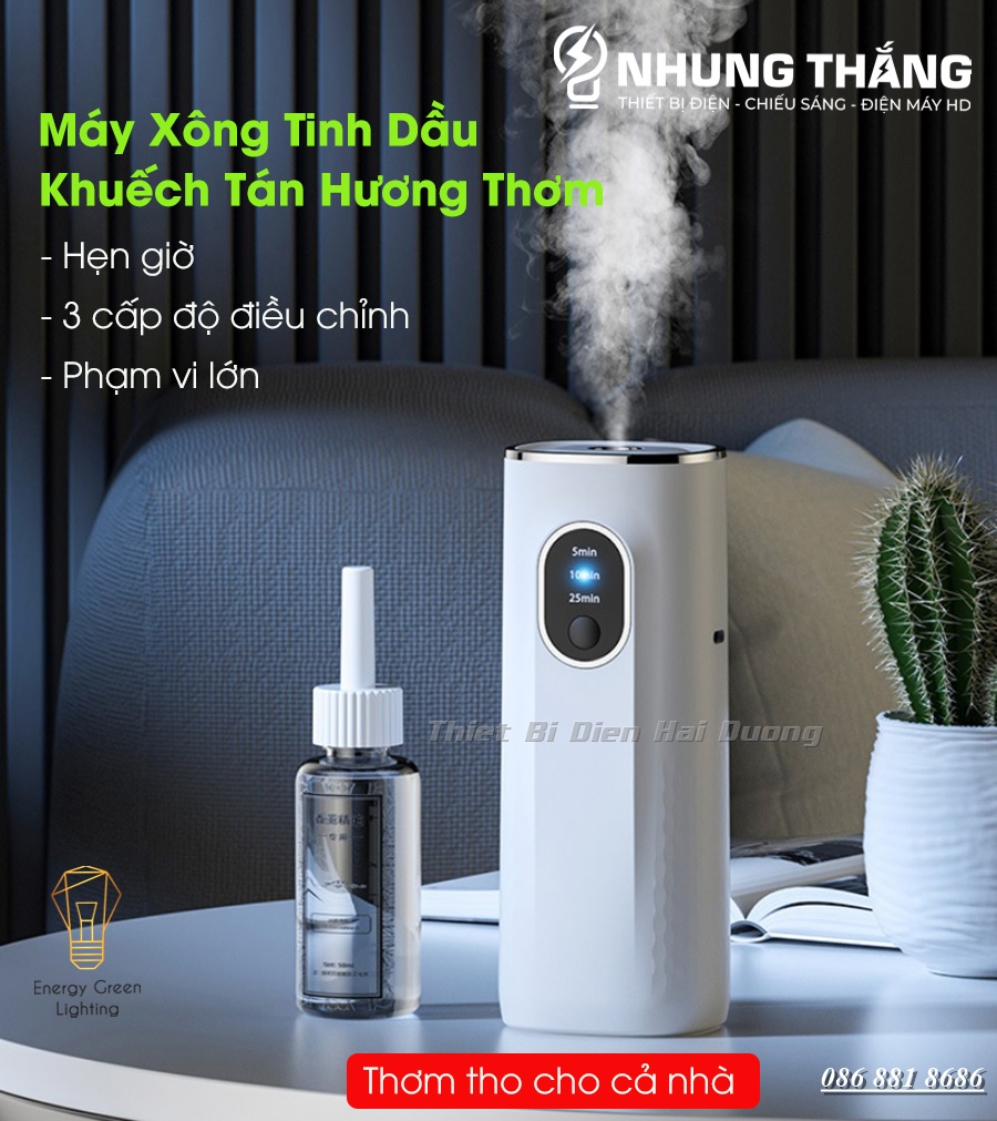 Máy Xông Tinh Dầu Khuếch Tán Hương Thơm DGS-001 - Tạo Ẩm Phun Sương - Hẹn giờ Tắt - Lan Tỏa Hương Thơm Cả Nhà - Bảo  Hành 1 Năm (Mã SP: DGS-001)