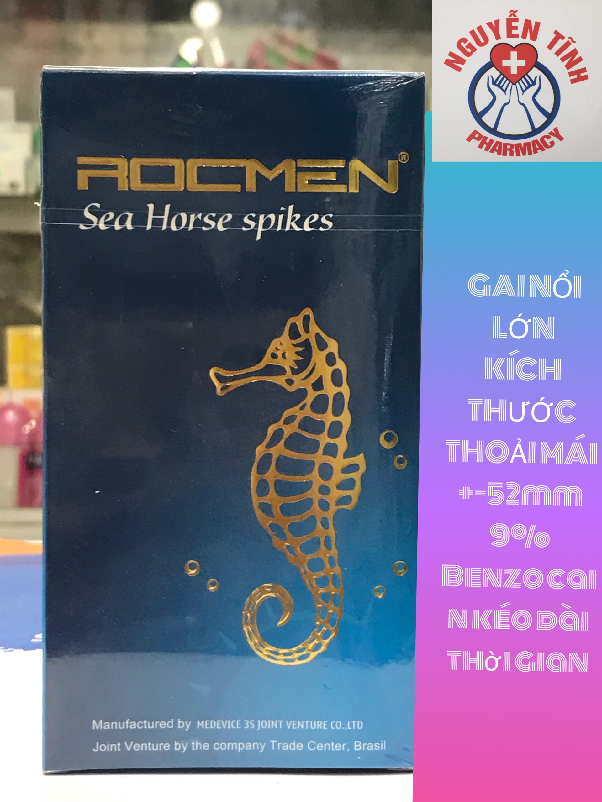 Bao cao su Rocmen Sea Horse Spikes hộp 10 cái thêm chất kéo dài thời gian sx Việt Nam (Mã SP: 1334_110702427)