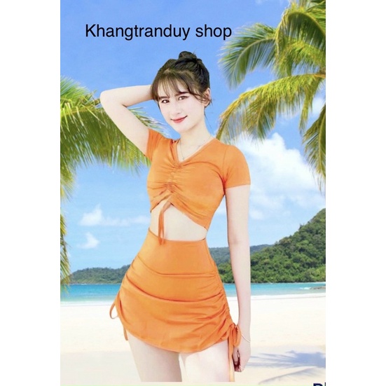 BỘ BƠI NỮ VÁY DÂY RÚT TAY NGẮN NHIỀU MÀU SIZE 35-90kg (Mã SP: 63_110714555)
