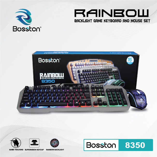 Combo Bộ Bàn Phím Máy Tính Kèm Chuột Bosston 8350 Có Dây Gaming Led 7 Màu (Mã SP: 8350_VSP_180)