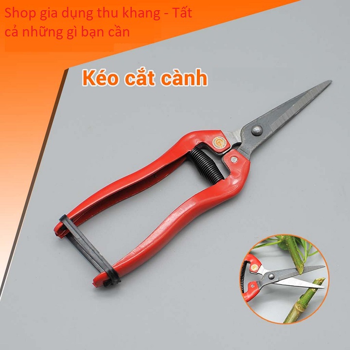 Kéo cắt tỉa hoa lan cây cảnh - chuyên dụng cán đỏ lưỡi dài mũi nhọn - có khoá tiện dụng