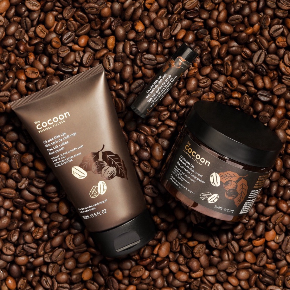 Combo tẩy tế bào chết cà phê Đắk Lắk Cocoon tẩy da chết cơ thể mặt tặng tẩy da chết môi cho làn da mềm mại - nhím yêu (Mã SP: 22909080986)