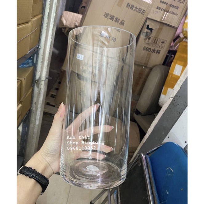 Lọ hoa thuỷ tinh cao cấp hình trụ tròn nhiều kích thước 10 x 10/15/20/25/30/35/40 cm (Mã SP: 22529324772)