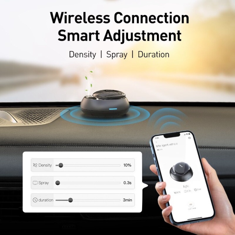 Bộ khuếch tán nước Hoa Trên Xe Hơi Baseus Wisdom Car Smart Atomized Air Oil Refill APP Control chính hãng (Mã SP: 21674445652)