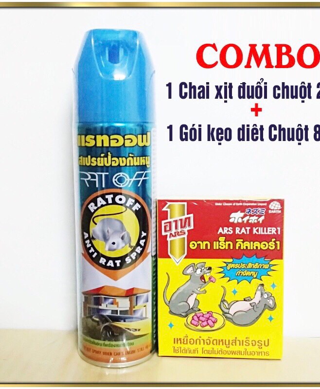 [Bộ 2 SP] Chai xịt đuổi Chuột Thảo Dược 200ml - Kẹo Diệt Chuột 80g. Hàng Nội Địa Thái Lan (Mã SP: 2613_111467456)