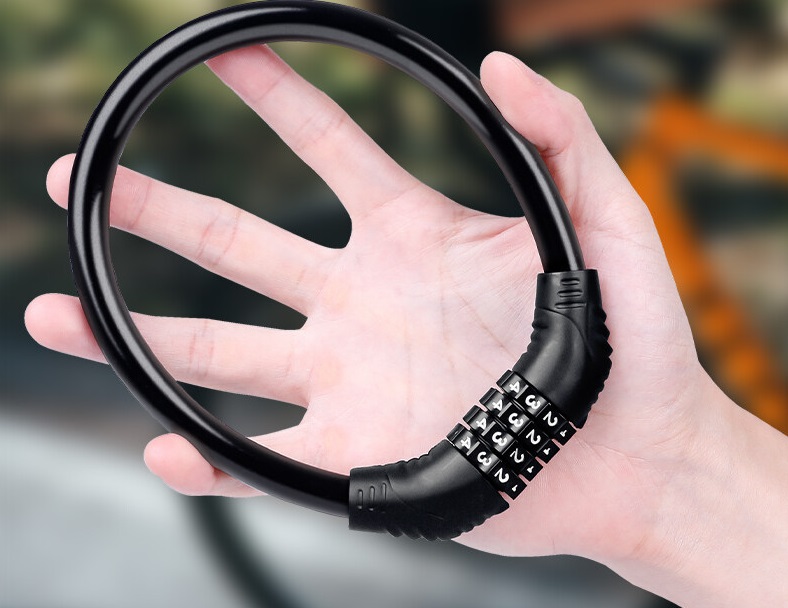 Khóa Dây Xe Đạp Chống Trộm Mật Mã 4 Số Lõi Thép Cao Cấp Chống Cắt (Mã SP: Khóa dây 4 số đen)