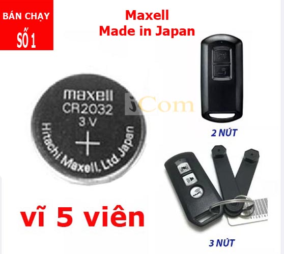 Pin chìa khóa Smartkey Honda CR2032 dùng cho xe Honda Sh, Air blade, Vision, Lead, Vario vỉ 5 viên (Mã SP: Pin remote xe honda)