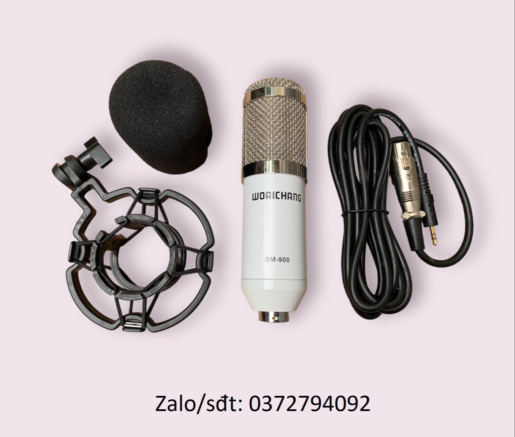 Micro Thu Âm Woaichang BM 900 trắng sữa được nâng cấp chất âm và độ nhạy (Mã SP: rac08)