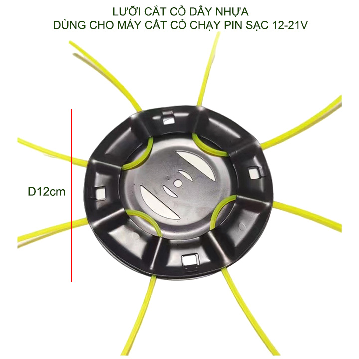 Lưỡi cắt cỏ dây nhựa, 8 dây, dùng cho máy cắt cỏ chạy pin 12-21V (Mã SP: LCCP.8N)