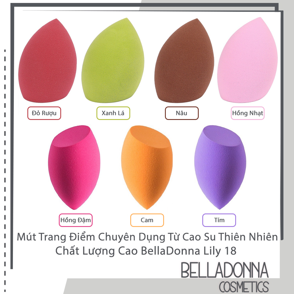Mút Trang Điểm Vạt Xéo Cao Cấp Chuyên Dụng Bằng Cao Su Thiên Nhiên BellDonna Lily 18 (Mã SP: 2960_102290193)