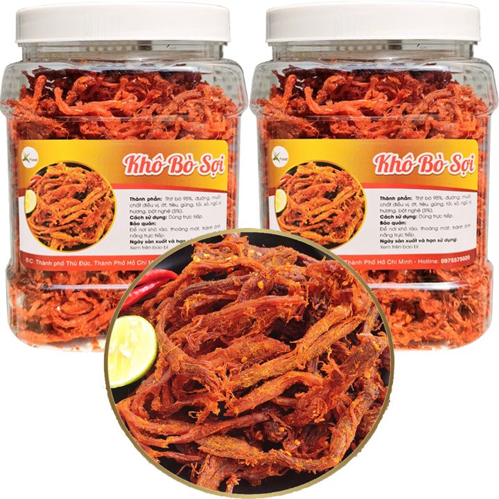 [Loại 1] 1kg khô bò sợi dài sợi to vị đậm đà thơm ngon SK FOOD (Mã SP: 1kgbosoidai)