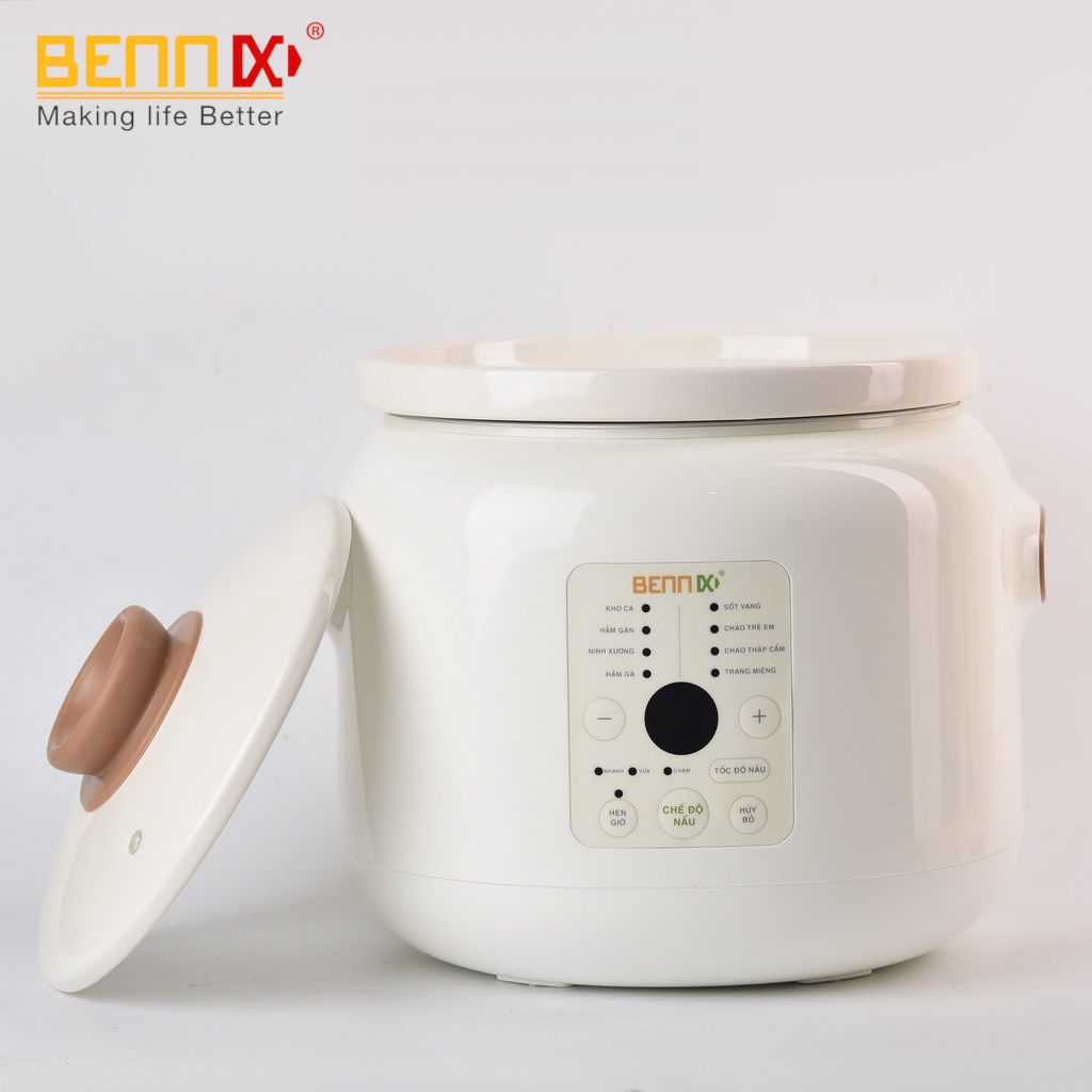 Nồi nấu chậm điện tử đa năng 8 chức năng Bennix dung tích 3L, nồi kho cá, hầm cháo - Hàng chính hãng, bảo hành 12 tháng