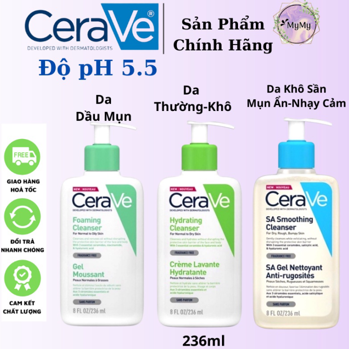 (CHÍNH HÃNG) Sữa rửa mặt cerave cho da dầu da mụn và nhạy cảm 236ml (Mã SP: 53465638-1)
