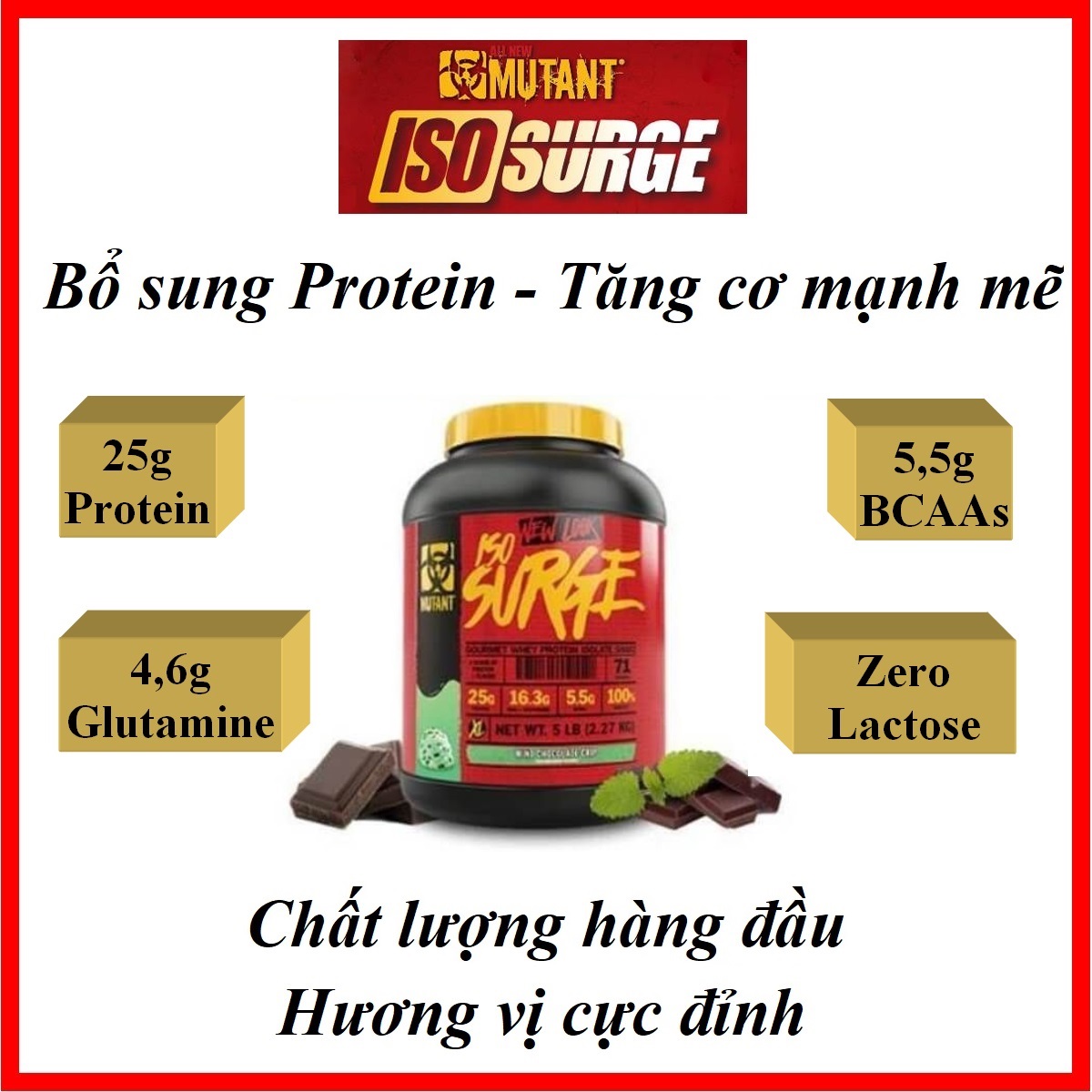 Mutant Iso Surge 5Lbs 2,3kg chính hãng - Chất lượng hàng đầu, bổ sung Protein, Tăng Cơ mạnh mẽ, giảm Mỡ, phục hồi sau tập