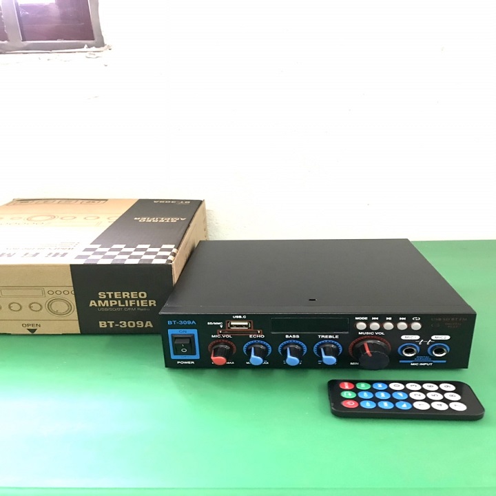 Ampli bt-309a - amply mini bluetooth karaoke chạy điện 12v/220v loại tốt