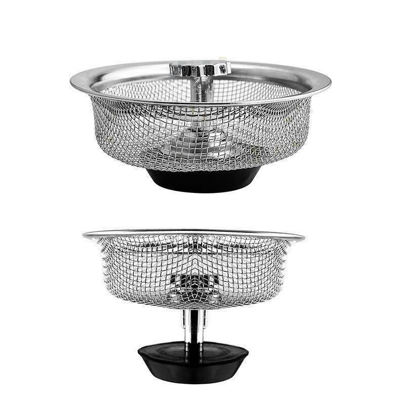Phụ kiện lọc rác bồn rửa chén nhà bếp bằng inox, có tay cầm và nút cao su (Mã SP: 1027_113761458)