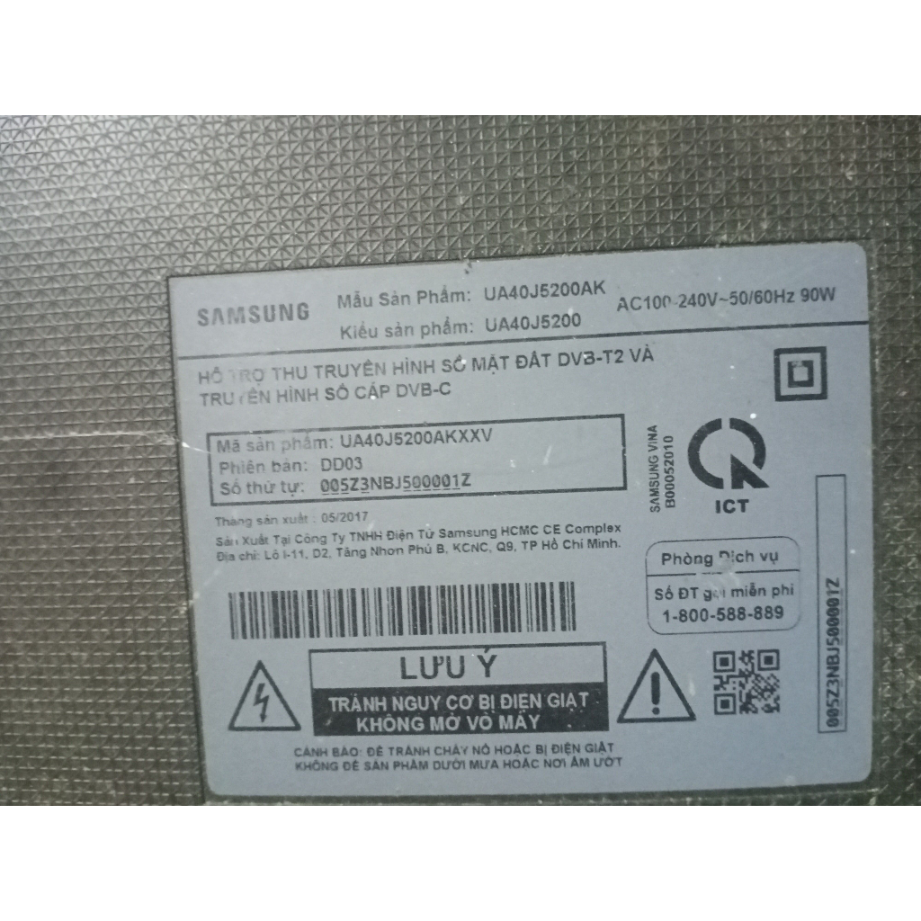 Bo mạch tivi Samsung UA40J5200, bo wifi, cáp panel, mắt nhận cặp loa bóc máy (Mã SP: SS0008TV)