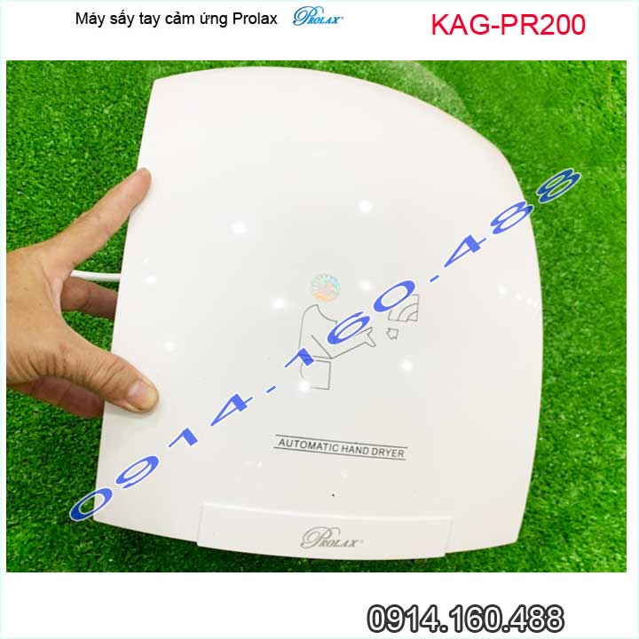Máy sấy tay cảm ứng Prolax Thailand KAG-PR200, Máy sấy làm khô tay nhanh hình bầu hộp nhựa trắng công suất 2000W thổi mạnh