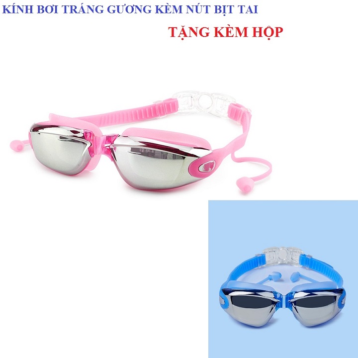 Kính bơi người lớn cho nam, nữ kính bơi tráng gương cao cấp mắt kiếng bơi chống tia UV chống hấp hơi khóa kính bơi thông minh Kèm nút bịt tai (Mã SP: mắt kiếng)