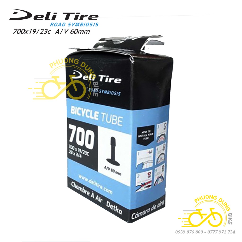 Ruột (Săm) xe đạp Deli Tire 700x19-23C 60mm VAN MỸ - VAN XE MÁY (Mã SP: PK-0064)